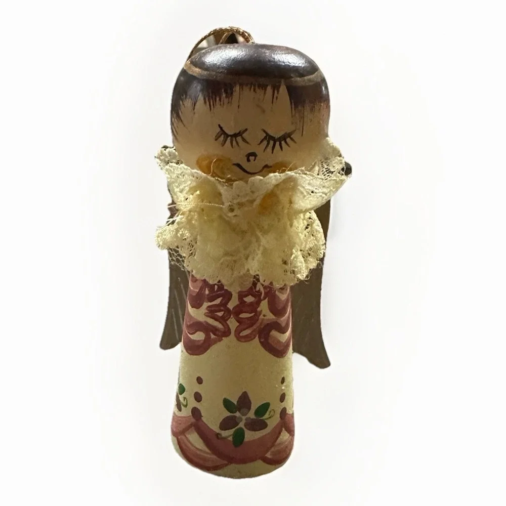 Folk Wooden Angel Ornament